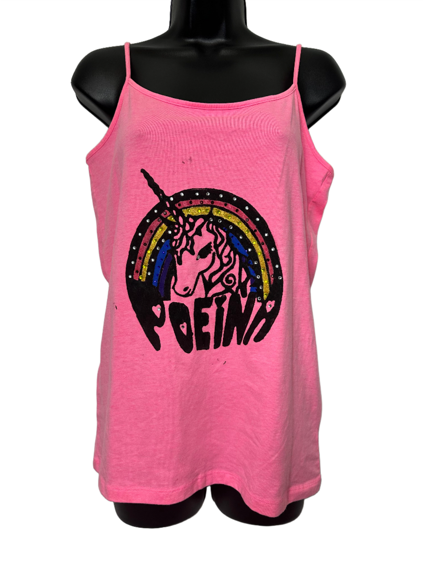 Pink Sparkle Spaghetti Strap Unicorn tank top
